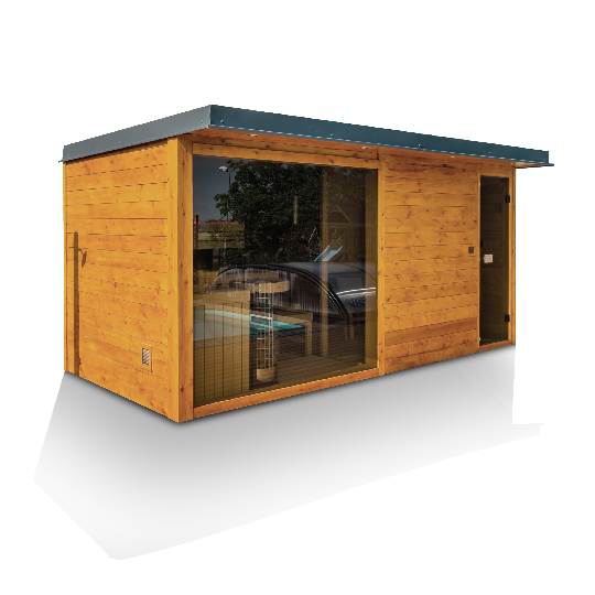 Luxusní venkovní sauna s odpočívárnou Pinea Maxi – plná výbava