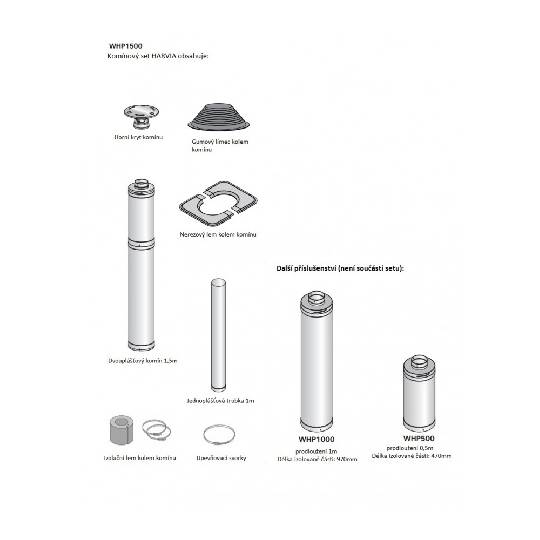 Sentiotec komínový set 1500 mm, steel nerez. ocel 2